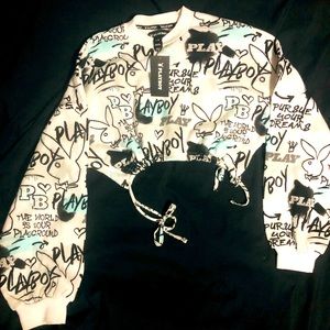 Playboy crop top sweater size large new with tag